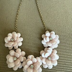 J. Crew Pink Floral Necklace with Gold Chain
